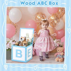 Chunful Wood Baby Shower Box Abc Display Box for Party Decorations with Alphabet Letters Personalized Shower Gifts Basket Party Blocks Backdrop for Boys and Girls(Blue,White) - Image 5