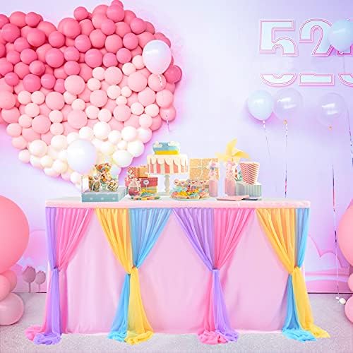 14ft Unicorn Tulle Table Skirt Tutu Rainbow Tablecloth for Birthday Party Baby Shower Girl Boy Wedding Party Dessert Buffet Banquet Table Decorations - Image 4