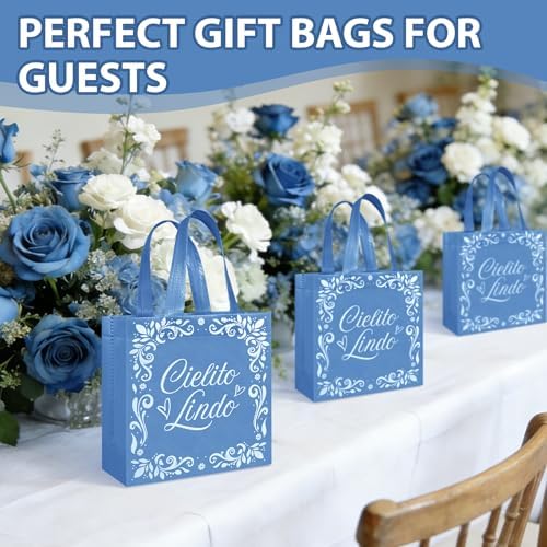 50 Pcs Cielito Lindo Party Favor Bags Reusable Blue Mexican Gift Bags Non Woven Platos De Barro Mexicanos Candy Bag Cinco De Mayo Goodie Bags with Handles for Fiesta Mexican Baby Shower Party Favors - Image 6