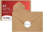 ACSTEP 2400PACK Kraft 5X7 Envelopes,Brown A7 Envelopes Self Seal for Weddings, Invitations, Photos, Postcards, Greeting Cards Mailing,Baby Shower, Graduation With Thank You Stickers by ACSTEP
