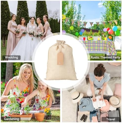 10x14” Burlap Bags, 30Pcs Gift Sacks- With Tags & Strings - Image 6