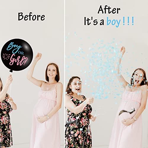 Gender Reveal Decorations, Baby Shower Party Supplies 124 Pieces Paper Plates, Cups, Napkins, Tablecloths, Black Balloon, Banner, Tableware Set Disposable Dinneware - Image 4