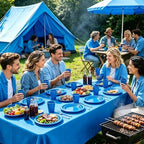 Blue Plastic Party Plates 50 Guests Disposable Dark Blue Plates&Napkins Set - Image 6