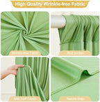 16x10FT Sage Green Backdrop Curtains for Wedding Parties, Wrinkle Free Polyester Photography Backdrop Drapes for Wedding Baby Shower Birthday Parties Stage Background Stand Decorations 4x10ft,4 Panels - Image 2