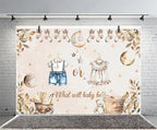 10x7ft Gender Reveal Backdrop He or She What Will Baby Be Photography Background Rustic Eucalyptus Leaves Socks Stars Photo Backdrops Newborn Gender Reveal Surprise Party Decoration Banner Supplies - Image 3