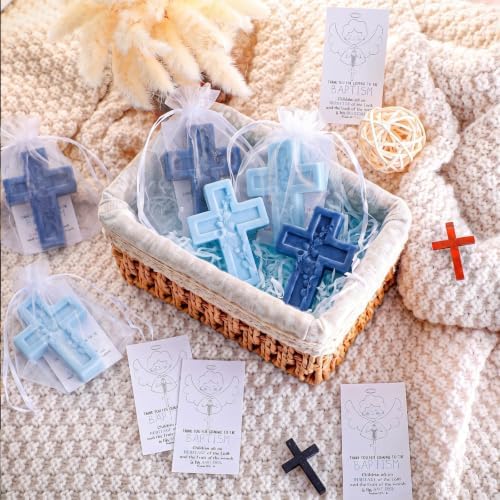 50 Pack Cross Scented Soap Baptism Favors with Cards Bags Guest Gifts,Blue - Image 4