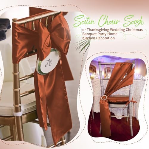 120 PCS Terracotta Satin Chair Sashes, 7 x 108 Inch - Image 6