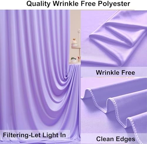 20ft×10ft Wrinkle Free Lavender Backdrop Curtain for Party, 4 Panels 5×10ft Soft Silky Polyester Light Purple Lilac Photo Backdrop Drapes for Birthday Baby Shower Mother‘s Day Wedding Photography - Image 4