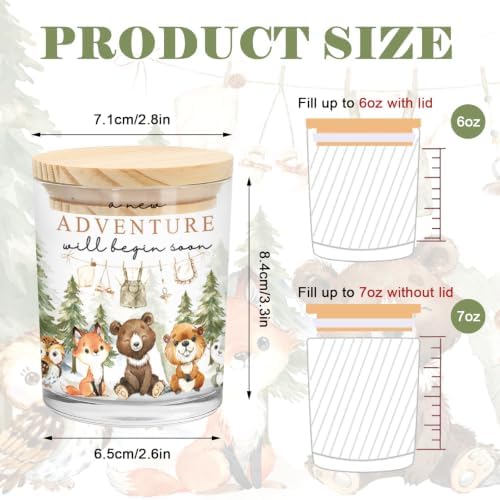 Whaline 12Pcs Adventure Baby Shower Empty Candle Jar with Wooden Lid Woodland Animal Baby Clothes Glass Candle Container for Candles Making Storing Kitchen Table Centerpiece Decoration - Image 2