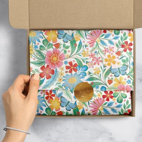 Jillson & Roberts 20" x 30" Printed Gift Tissue, Happy Wildflowers (24 Folded Sheets) - Image 4