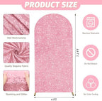 MODFUNS 7.2FT Arch Cover Pink Gold Sequin Spandex Arch Cover Wedding Arch Backdrop Cover Spandex Fitted Arch Stand Cover Glitter Arch Cover Backdrop Fabric for Baby Shower Bridal Shower Wedding Decor - Image 2