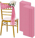 60 PCS Dusty Rose Chair Sashes Cheesecloth ChairSashes Rustic Chair Decorative Bows Designed ChairCover for Wedding Banquet Party Aisle Home Kitchen Decoration (16 x 70 inch) by Pesonlook