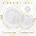 Rubtlamp 60Pcs Clear Plastic Plates,Clear Disposable Plates With Gold Rim,Heavy-duty Gold Plates,Hammered Party Plates Include 30Clear Dessert-Platos,30Dinner-Platos for Wedding, Party - Image 2