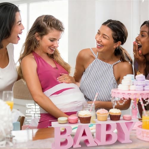 Baby Shower Cupcake Stand,BABY Acrylic Clear Cupcake Holder,Gender Reveal Cupcake Stand,Treat Stands for Dessert Table Display Set,Baby Shower Decorations,Cake Stands for Baby Shower,Birthday Party (Pink) - Image 4