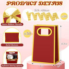 AmazingSpark 50 Pcs Burgundy Gold Mini Gift Bags Bulk 6.3 x 3.9 x 2.8 Inch Party Favors Elegant Small Gift Bags with Handles and Ribbon Bows for Wedding Birthday Bridal Baby Shower Party Favors - Image 2