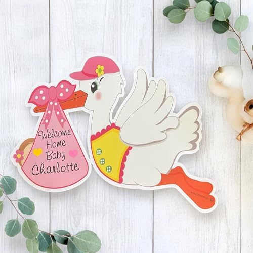 Welcome Home Baby Stork Door Sign, Its a Girl Decor New Baby, Custom Gift - Image 3