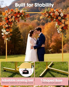 Pureegg Square Backdrop Stand - 6.6FT Gold Balloon Arch Stand with Adjustable Leveling Feet, Easy-to-Assemble Metal Wedding Arch for Wedding Decor, Parties - Image 2