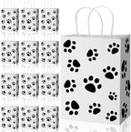 Tenceur 80 Pcs Dog Gift Bags Goodie Paw Puppy Paper Treat Bags Bulk with Handles 10.63 x 4.72 x 7.87 Inch Dog Themed Party Favors Shopping Holiday Kraft(White) by Tenceur
