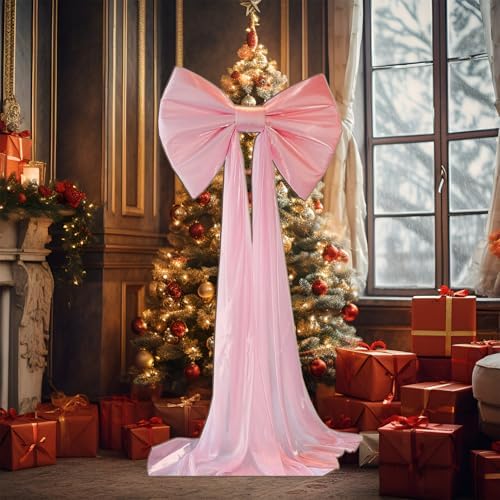 Large Pink Bow Birthday Decorations, 32'' x 71'' Big Bow Themed Backdrop Room Wall Decor Wedding Engagement Bachelorette Baby Shower Bridal Christmas Tree Decoration (Large) - Image 7