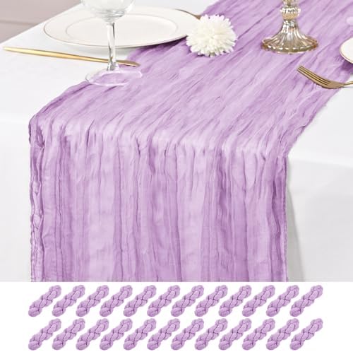 24 Pack Lavender Table Runner 10Ft Cheesecloth Table Runner Rustic Gauze Table Runners Romantic Long Sheer Fabric Cheese Cloth Table Runners for Wedding Party Bridal Baby Shower by Lumaycens