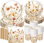 Funnymoom 250 Pcs Fall Floral Paper Plates Napkins and Cups Serves 50 by Funnymoom