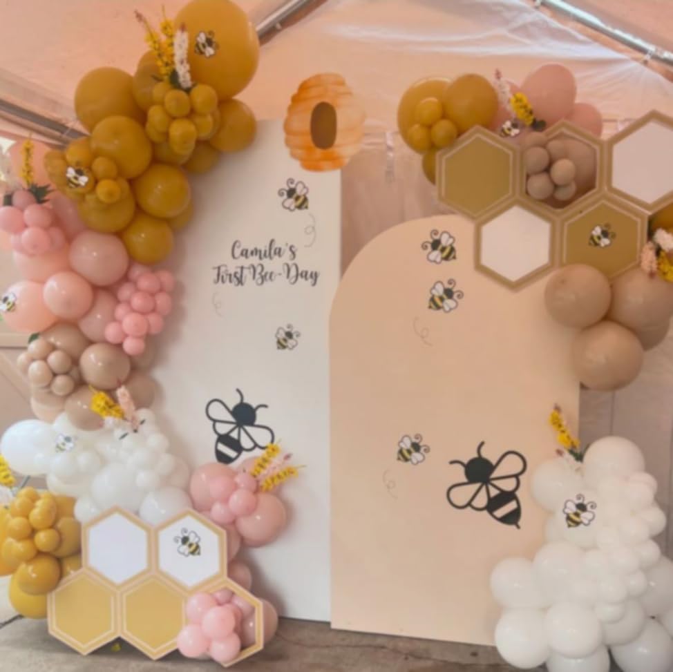 Honey Bee Arch Backdrop Cover 7.2FT Brown Arch Spandex Cover for Kids Baby Shower Birthday Party Wedding Decoration (No Stand) - Image 5