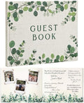 Engrowtic Embroidered Eucalyptus Leaves Wedding Guest Book Linen by Engrowtic