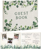 Engrowtic Embroidered Eucalyptus Leaves Wedding Guest Book Linen by Engrowtic