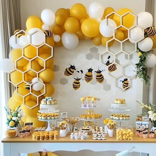 Silipull 2 Pcs 22 x 12 Inch Large Wood Honeycomb Decoration Honeycomb Wall Decor Wood Hexagon Decor Bee Wall Hanging Decoration for Living Room Garden Bedroom Office Home Party(Wood Color) - Image 5