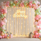 10x10ft Cream White Tulle Backdrop Curtains with Lights String for Parties,Wrinkle Free Sheer Curtain Wedding Photo Backdop Drapes for Baby Shower Birthday Party Photography Home Decorations - Image 4