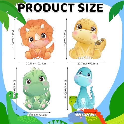 Gemscream 4 Pcs Large Dinosaur Party Decorations 23.6 Inch Cute Cartoon Dinosaur Cutouts Dino Baby Shower Birthday Decor Backdrop Photo Booth Props Party Supplies for Birthday Parties Decor - Image 2