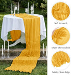20 Pack Gold 17 x 108 Inch Cheesecloth Table Runner - Boho Gauze Sheer Fabric for Wedding Baby Shower Party Home Decor - Image 4
