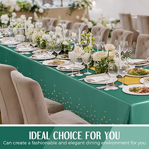 Tudomro 16 Pack Green and Gold Plastic Tablecloths Satin Runner Set - Image 6