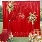 30x10ft Shimmer Red Sequin Backdrop Curtain for Parties, Thick Wrinkle Free Glitter Backdrop Drapes Photo Back Drop Curtains for Birthday Wedding Party Photography Background-6 Panels 5x10ft by LeegleriTableSkirt