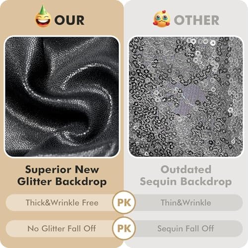 30ftx10ft Shimmer Black Sequin Backdrop Curtain for Parties, Thick Wrinkle Free Glitter Backdrop Drapes Photo Back Drop Curtains for Birthday Wedding Halloween Photography Background-6 Panels 5x10ft - Image 2