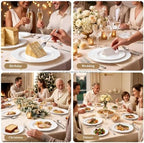 realluck 100PCS Gold Plates for Wedding,Elegant Disposable Party Plates - Image 6