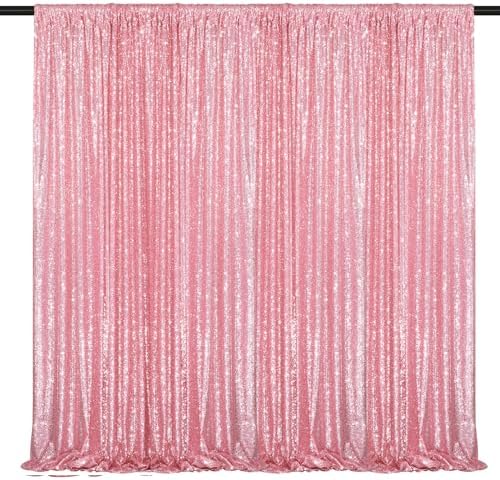 Blush Pink Sequin Backdrop 2 Pcs 5FTx10FT Glitter Party Backdrop Curtain Wedding Ceremony Birthday Backdrop Background Decoration by SoarDream