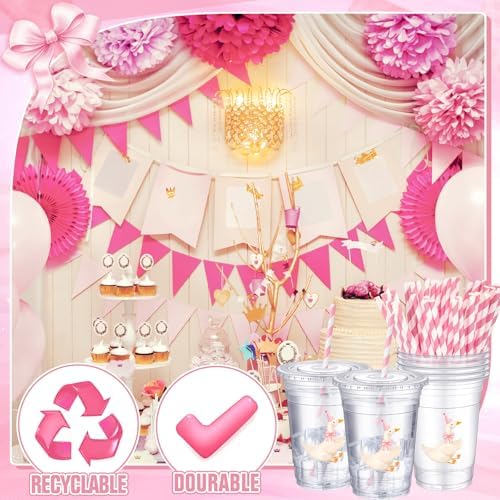 Jingmore 100 Pcs 50 Pcs One Silly Goose Plastic Cups, 16 oz, Pink - Image 4