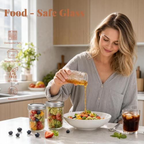 CycleMore Mason Jars 8 oz, 24 Pack Half Pint Canning Jars with Split Lids - Image 6