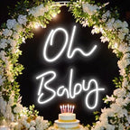 Oh Baby Neon Signs - 25” X 10” Led Light Up Oh baby Sign for Backdrop Decor Baby Shower Wedding Birthday Gender Reveal Party Decorations by JUSTOTRY