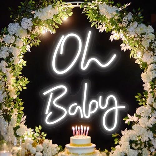 Oh Baby Neon Signs - 25” X 10” Led Light Up Oh baby Sign for Backdrop Decor Baby Shower Wedding Birthday Gender Reveal Party Decorations by JUSTOTRY