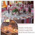 Lasnten 50 Guest Sets Pre Rolled Gold Plastic Silverware with Pink Napkins - Image 6