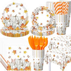 Funnymoom 452 Pcs Fall Pumpkin Party Supplies Tableware Set for 50 Guests by Funnymoom