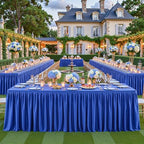 Royal Blue Polyester Table Clothes for 4 Foot Rectangle Tables, Wrinkle Free Fitted Table Cover 4ft Stretch Tablecloths with Skirt for Parties Weddings Birthday Banquet Baby Shower - Image 7