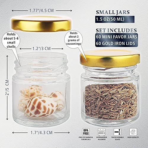 1.5oz Small Glass Jars with Lids, 60 Pcs Mini Honey Jars for Sample, Favors - Image 4