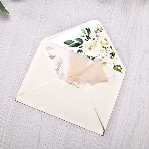 DORIS HOME 25PCS Fill-in Invitations Cards, Cream Flower - Image 2