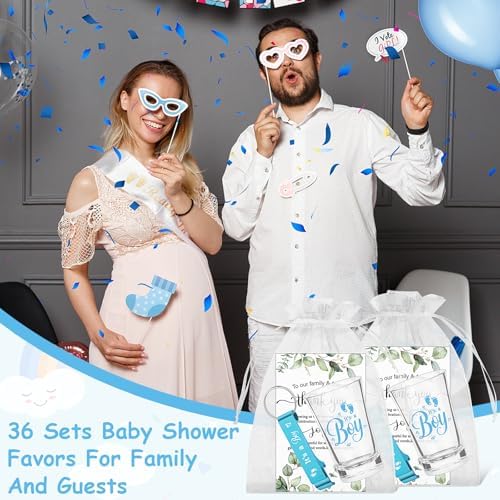 36 Sets Baby Shower Favors Shot Glasses It's a Boy Acrylic Shot Glasses with Bottle Opener Keychain Card Organza Bag Boy Girl Theme Party Thank You Return Gift for Guests Gender Reveal - Image 7