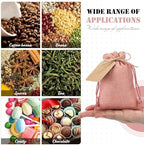 Woanger 100 Pcs Drawstring Burlap Gift Bags 4x6'' with Tags, Brown Pink Mix - Image 4