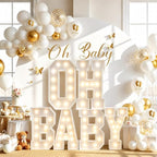 OH BABY Marquee Light-Up Letters, oh baby lettersg ender reveal decorations gender reveal decorations oh baby sign big letters (4FTOHBABY+Golden Balloon) by Unknown