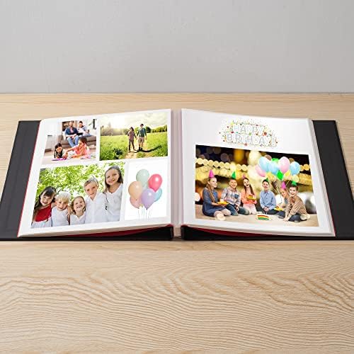 Large Photo Album Self Adhesive 4x6 5x7 6x8 8x10 Pictures Scrapbook Magnetic Album DIY Scrap Book 60 Sticky Pages Linen Cover DIY Photo Album with A Metallic Pen and DIY Accessories(Black), 11"x10.8"60 Pages - Image 2